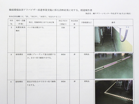 写真:報告書は写真をいれてわかりやすくしている。