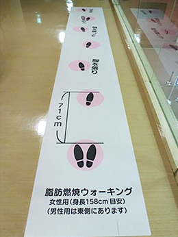 写真：女性用歩幅シートが床に敷かれている様子